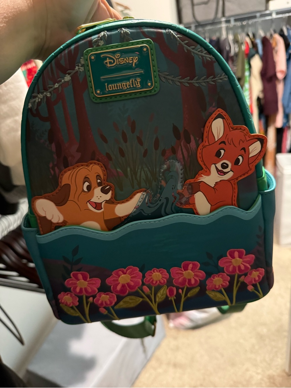 Loungefly Teal Fox and Dog Kids Mini Backpack